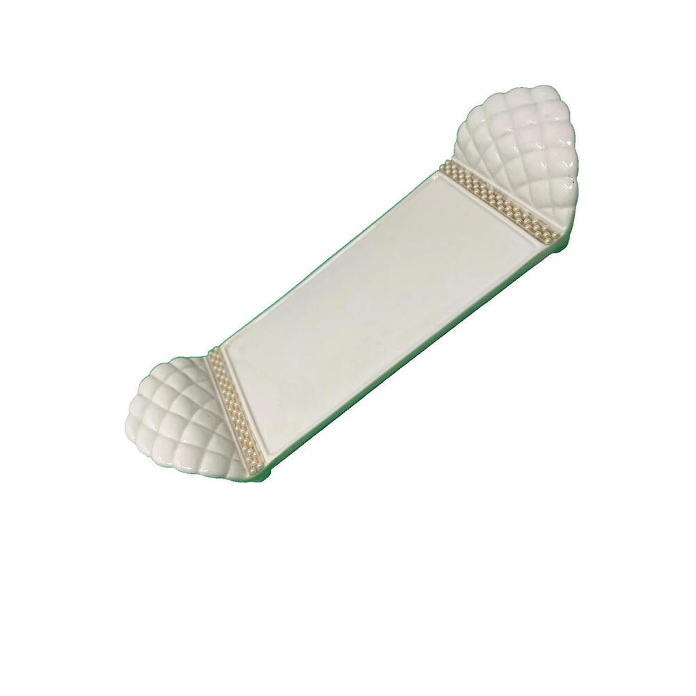 Vintage Porcelain Vanity Perfume Tray Off White With Faux Pearls Avon 13" - Picture 2 of 5